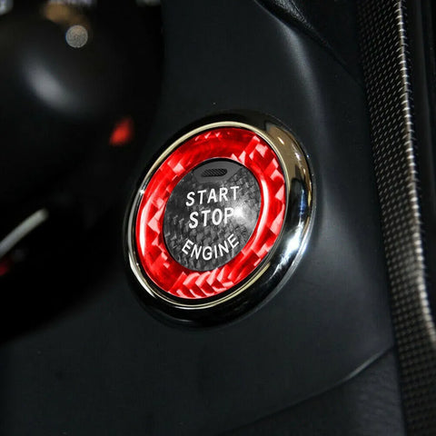 Set Red Carbon Fiber Engine Start Stop Button Cover Decal For Infiniti Q50 Q60