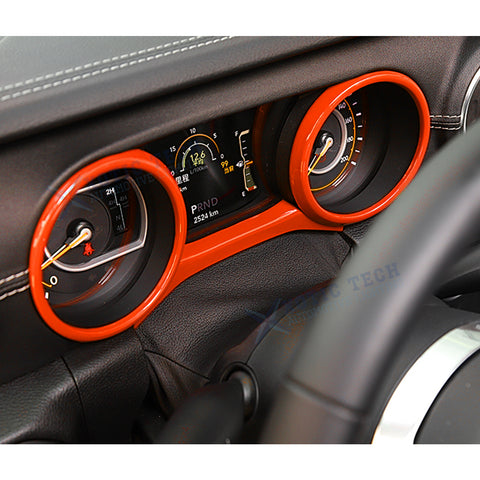 x xotic tech Dashboard Cluster Panel Gauges Cover Trim Ring Compatible with Jeep Wrangler JL JLU 2018-2023 & Gladiator JT 2020-2023 Interior Accessories(3Pcs)