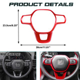 Red Steering Wheel Dashboard Instrument Frame Cover Decor For Honda Civic 22-up