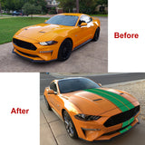 Xotic Tech Glossy Vinyl Racing Stripe Car Hood Graphics Decal Sticker for Hood Roof Rear Trunk Decoration Compatible with Ford Mustang 2015-up