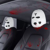 Xotic Tech Car Funny Decoration Spoof Balaclava Face Headrest Cover, Scary Bank Robber Costume Front Seat Head Rest Protector, Halloween Bandit Mask Auto Accessories Universal for Most Car-White