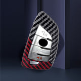 x xotic tech Glossy Black/Red Mix Color Carbon Fiber Texture Hard Plastic Key Fob Cover Case Compatible with BMW X1 X2 X3 X4 X5 X6 X7 Z4, 2 3 5 6 7 8 Series or Toyota Supra