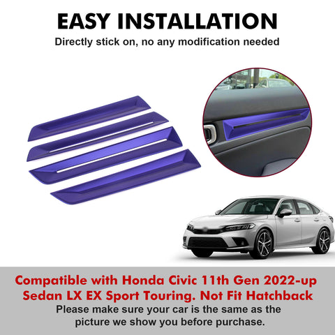 4x Sporty Style Red Side Door Strip Cover Trims For Honda Civic 11th Gen 2022