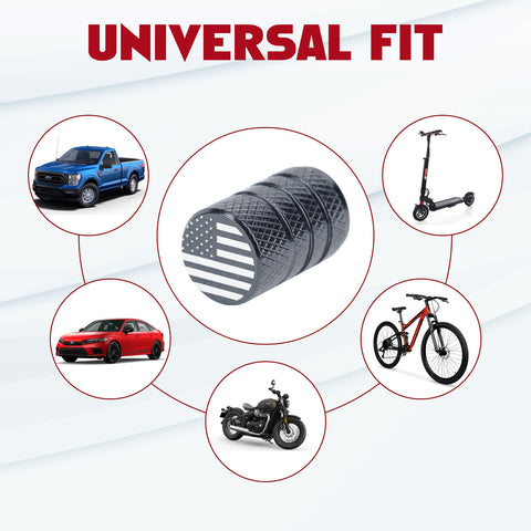 4pcs American Flag Tire Valve Stem Cover Caps Anodized Aluminum Alloy, Corrosion Resistant Leak-Proof Wheel Valve Cap Set, Universal for Cars Trucks Motorcycles SUVs