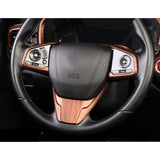 Set Peach Wood Grain Steering Wheel Molding Cover Decor For Honda CR-V 17-2022