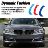 Tri-Colored Front Kidney Grille Strips Clip Cover For BMW 3 Series GT 2013-2020