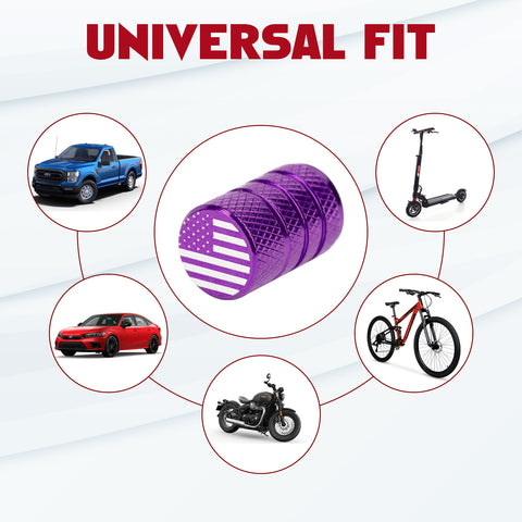 4pcs American Flag Tire Valve Stem Cover Caps Anodized Aluminum Alloy, Corrosion Resistant Leak-Proof Wheel Valve Cap Set, Universal for Cars Trucks Motorcycles SUVs