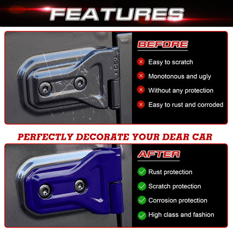x xotic tech Door Hinge Cover Trim Decoration Exterior Accessories Compatible with Jeep Wrangler JL JLU 2018-up & Gladiator JT Truck 2020-up (8Pcs)