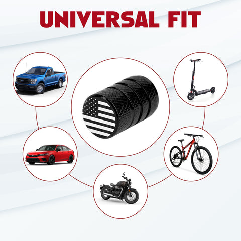 4pcs American Flag Tire Valve Stem Cover Caps Anodized Aluminum Alloy, Corrosion Resistant Leak-Proof Wheel Valve Cap Set, Universal for Cars Trucks Motorcycles SUVs