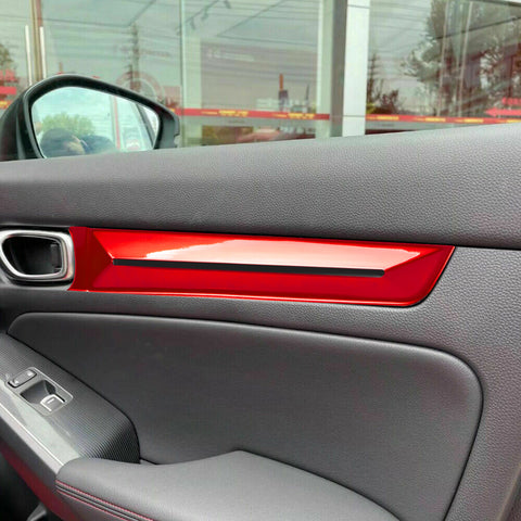 Sporty Red Door Side Armrest Panel Handle Bowl Cover Trim For Honda Civic 22-up