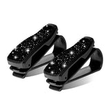 2PCS Universal Car Sun Visor Glasses Clip Rhinestone Sunglasses Cards Holder