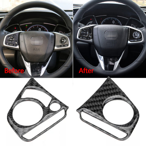 Real Carbon Fiber Steering Wheel Armrest Stripe Cover For Honda Civic 2016-21