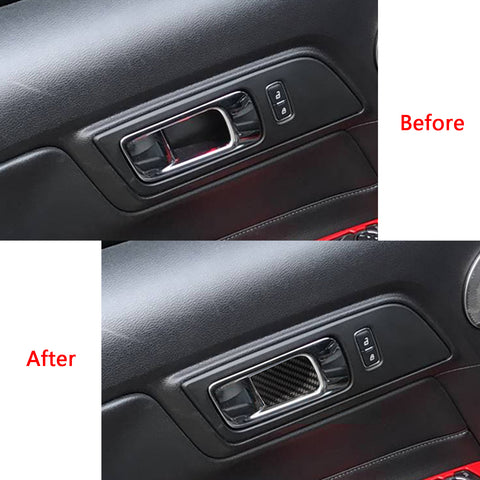 Carbon Fiber Inner Air Vent Handle Bowl Window Lift Combo Trim For Mustang 2015+