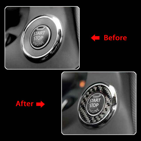 For Infiniti Q50 Q60 Black Carbon Fiber Engine Start Stop Button Sticker Cover