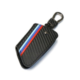 1 Piece ///M Carbon Fiber Leather Keyless Remote Entry Key FOB Cover M-Colored Strip For BMW X1 X5 X6 5 7 Series G30 G31 G11 G12/ X1 X3, M3 M5 M6, GT3 GT5
