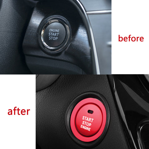 Set Red Engine Button+Gear Shift+Window Switch Button Cover For Camry Hybrid 18+