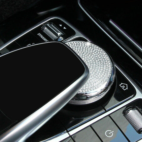 Bling Car Cup Holder Coasters Multimedia Control Knob Cover For Benz C E Class