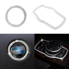 Bling Steering wheel Logo IDrive Button Frame Cover For BMW 1 3 4 5 7 Series