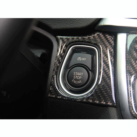 Real Carbon Fiber AC Vent Engine Start Frame Panel Cover Trim For BMW 3 4 Series