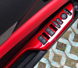 Glossy Red Window Switch Door Handle Bowl Panel Decor Trim For Honda Civic 16-21