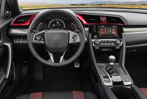 Red Steering Wheel Dashboard Panel Frame Molding Trim For Honda Civic 16-2021