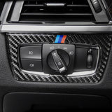 Real Carbon Fiber Engine/Headlight Switch Gear Shift Panel Cover For BMW F30 F32