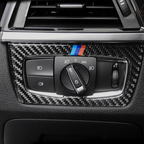 M-Colored Carbon Fiber Side AC Vent Headlight Switch Panel Cover For BMW F30 F31