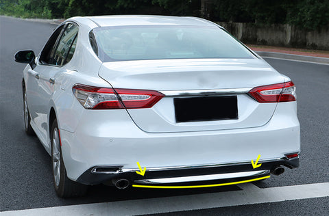 Chrome Tail Light Eyelid + Rear Bumper Lip Cover Trim For Camry LE XLE 2018-2024