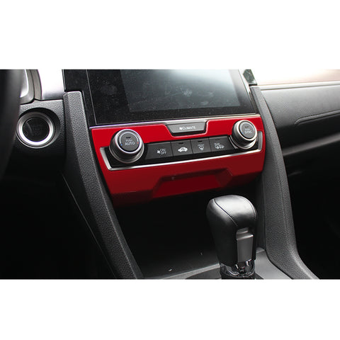 Red Center Console Panel AC Vent Frame Molding Cover For Honda Civic 2016-2021