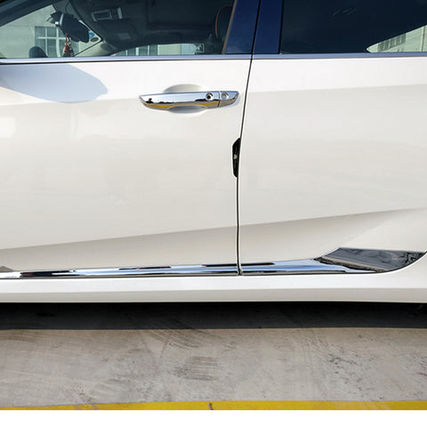 Chrome Door Panel Keyless Handle w/ Bowl Frame Cover Trim For Honda Civic 16-21
