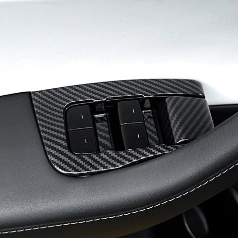 Carbon Fiber ABS Center Console Window Switch Rear Air Vent Cover For Model 3 Y