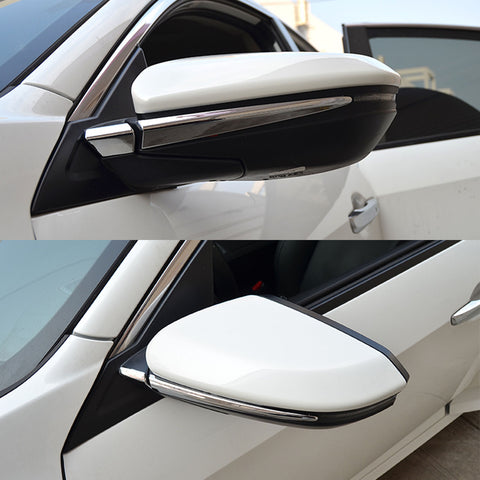 Set Chrome Door Handle Bowl Side Mirror Stripes Decor Trim For Civic 2016-2021