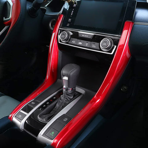 Glossy Red Inner Gear Shift Button Frame Decor Trim For Honda Civic 2016-2021