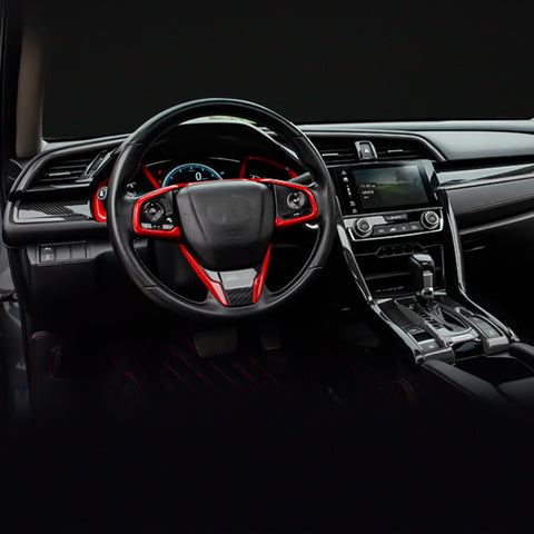 Set of Steering Wheel Panel w/ Lower Lip Frame Cover Trim For Honda Civic 16-21