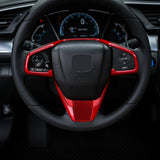 Red Steering Wheel Dashboard Panel Frame Decor Trim For Honda Civic 2016-2021