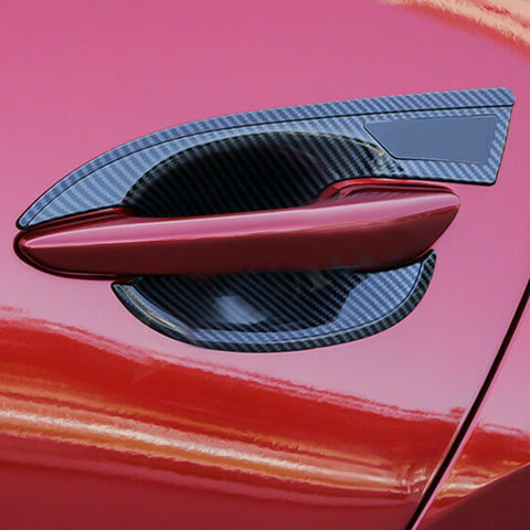 Carbon Fiber Style Door Handle Bowl Cover Decor Kit For Toyota Camry 2018-2026