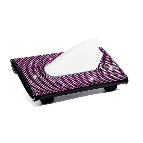 Bling Rhinestone Car Sun Visor Tissue Box Paper Towel Holder Clip Universal Fit