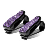 2PCS Universal Car Sun Visor Glasses Clip Rhinestone Sunglasses Cards Holder