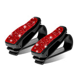 2PCS Universal Car Sun Visor Glasses Clip Rhinestone Sunglasses Cards Holder