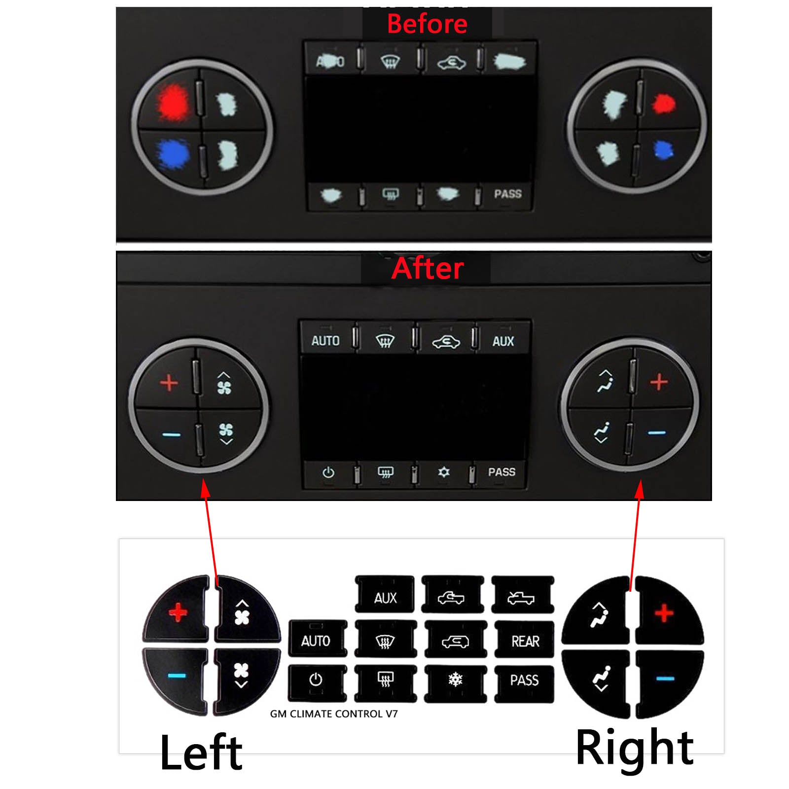AC Dash Button Repair Kit, Car Button Decals - Best for Fixing Ruined Faded  Buttons Sticker Replacement Fits Chevrolet Models 