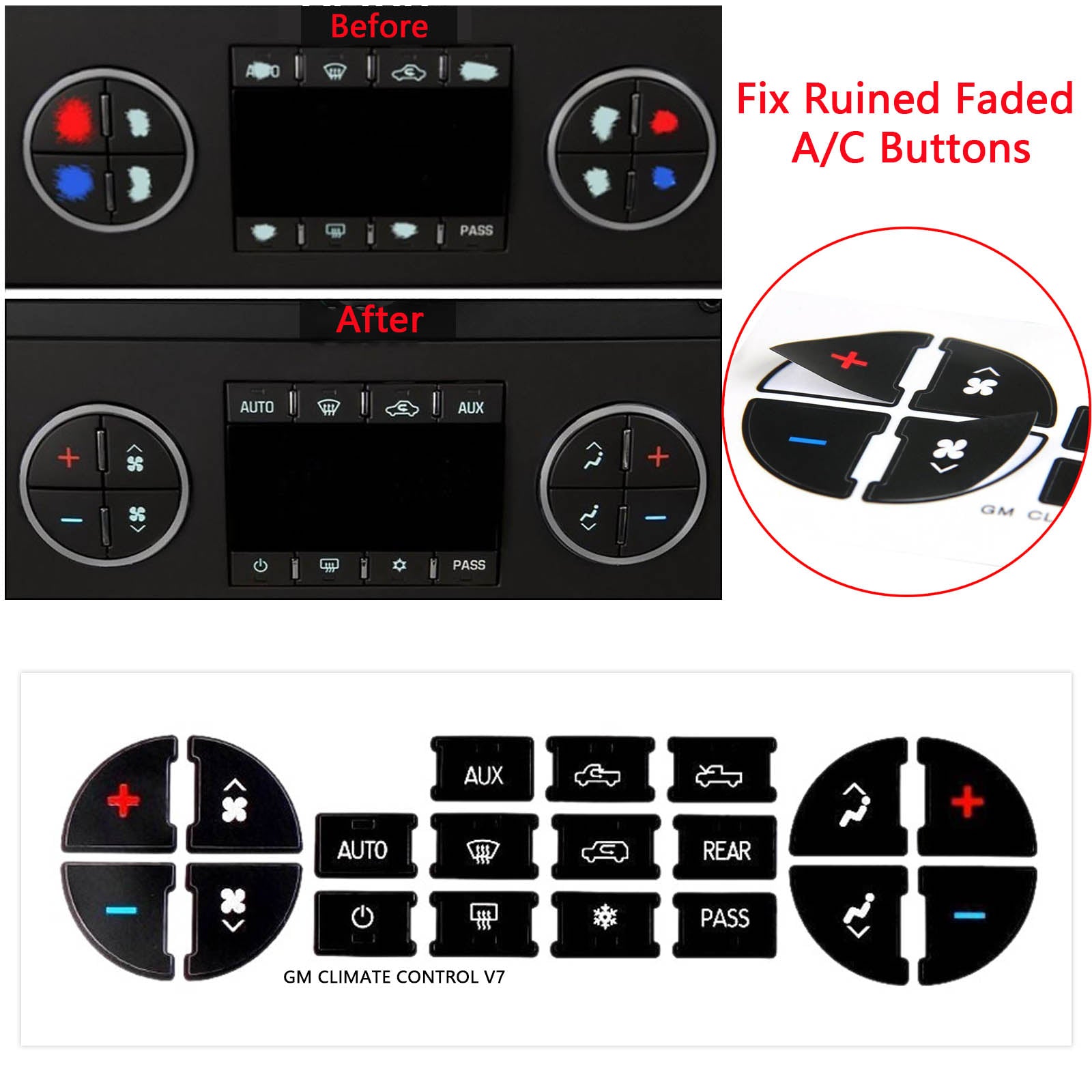 Car Button Decals Interior Stickers For Mercedes Benz W204 C250 C350 E-Class 2008 - Foto 5
