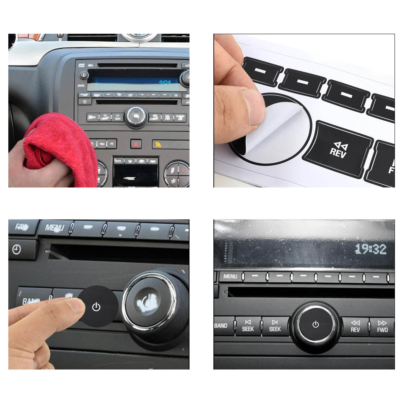 AC Dash Button Sticker Repair Kit - Radio AC Control Button Vinyl Over