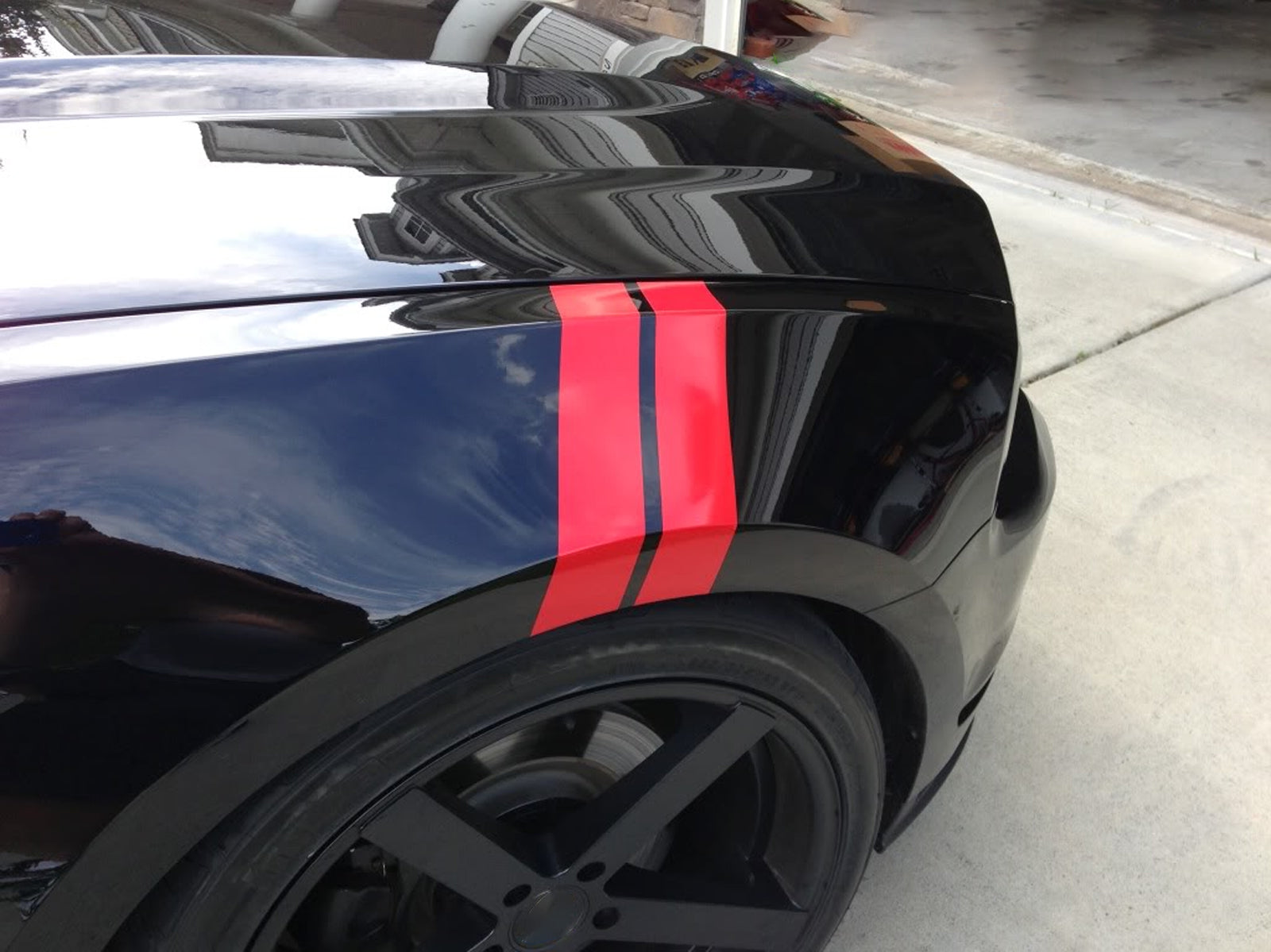 Front Slash Sticker Universal Fit Front Hood Fender + Wheel Rim Slash Stripes Tape Decals ...