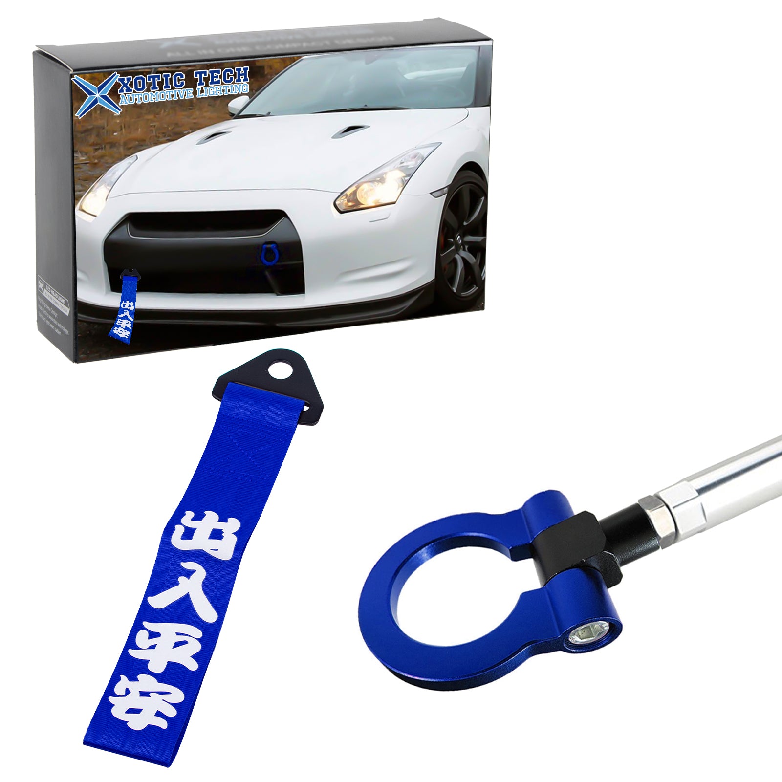 2X Sporty Front Bumper Towing Strap+Tow Hook For Nissan 370Z GT-R R35