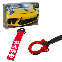 2X JDM Style Aluminum Towing Hook+Tow Strap For Porsche Carrera 911 991 2014-up