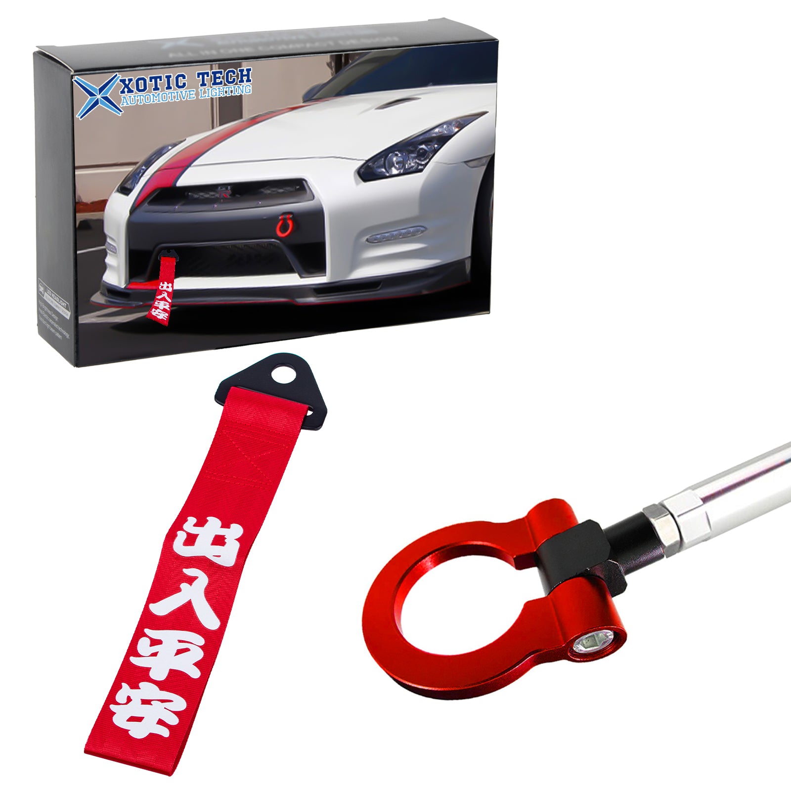 2Pcs Race Front Bumper Towing Strap+Tow Hook For Infiniti G35 G37