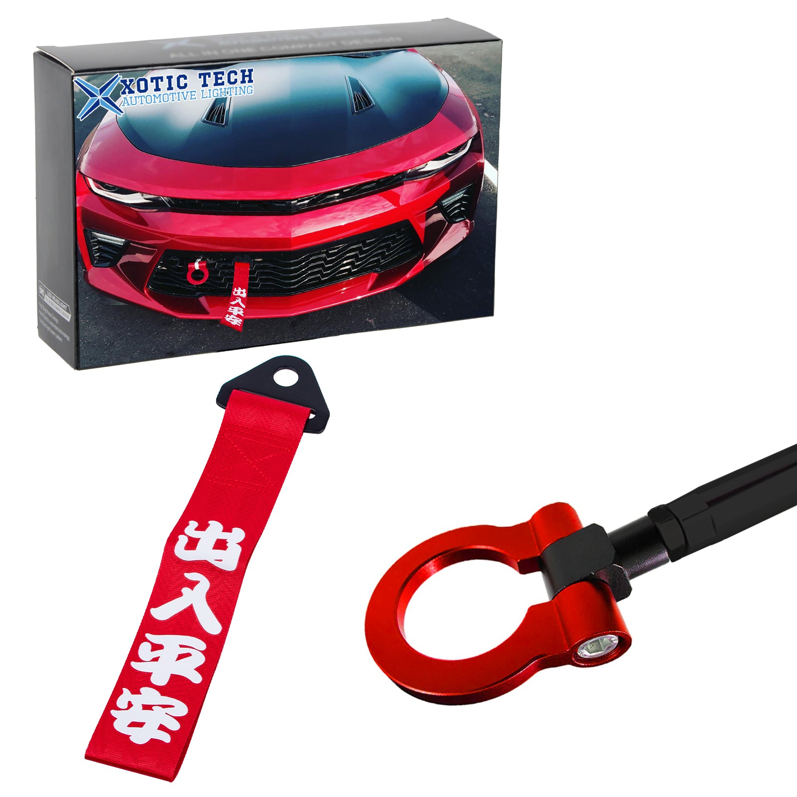 2Pcs Sporty Style Front Bumper Tow Strap+Tow Hook For Chevrolet