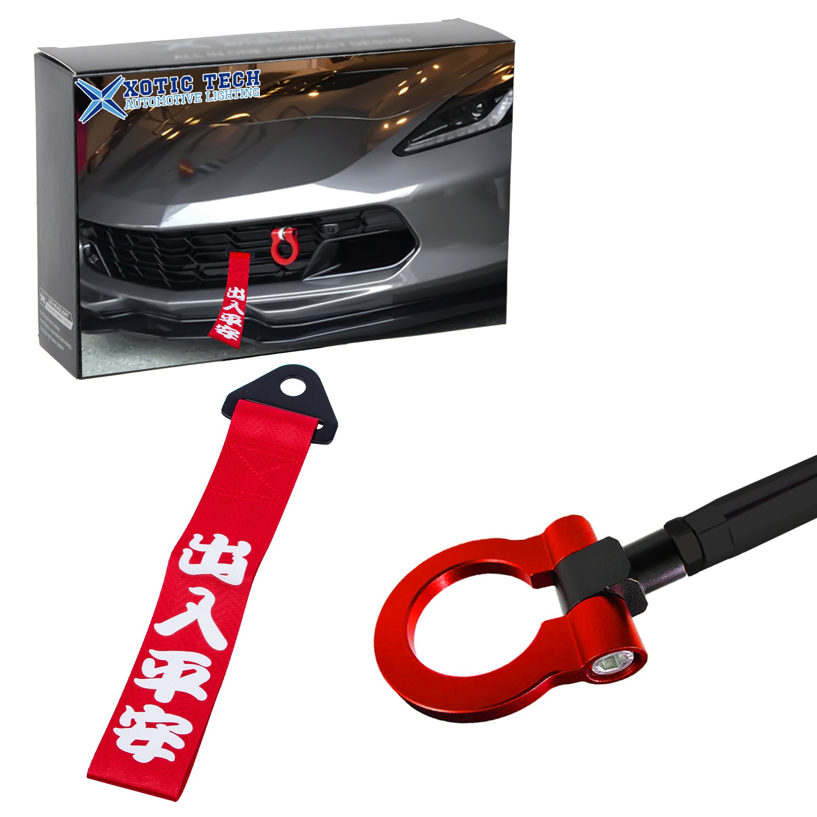 2X JDM Style Front Bumper Towing Strap+Towing Hook For Mazda MX-5 Miat