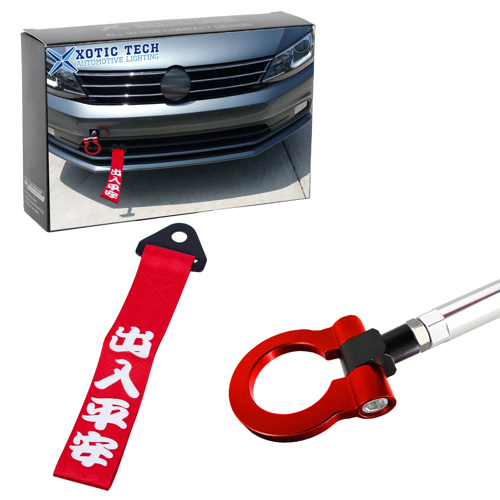 Set Sporty Front Bumper Tow Strap+Towing Hook For Volkswagen Golf