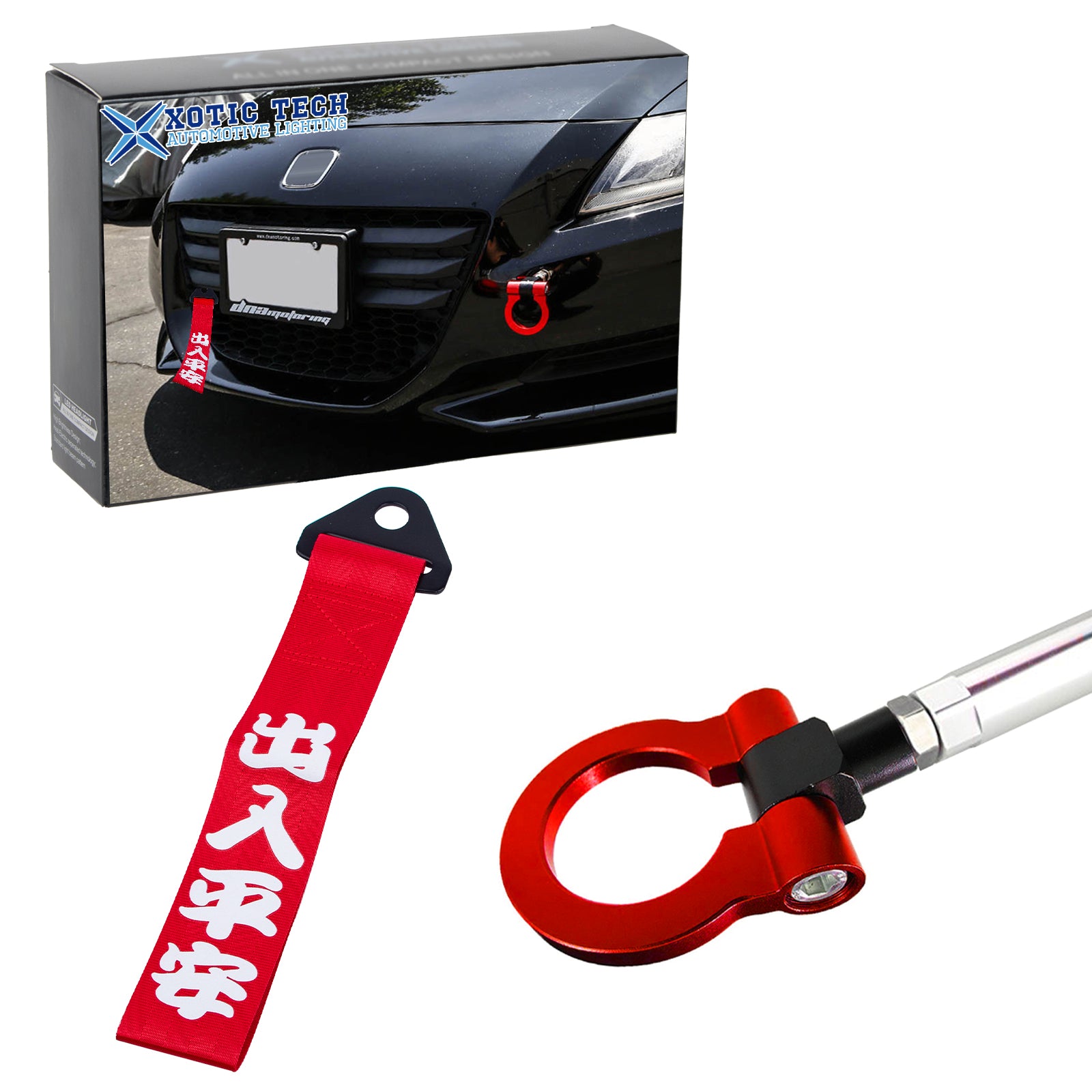 Set Sporty Red Track Nylon Tow Hook Strap For Honda FIT Acura TL